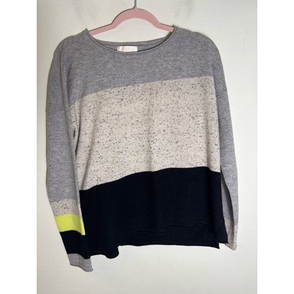 Lisa Todd Cashmere Black Color Block Long Sleeve Cashmere Sweater Sz M - Picture 1 of 2